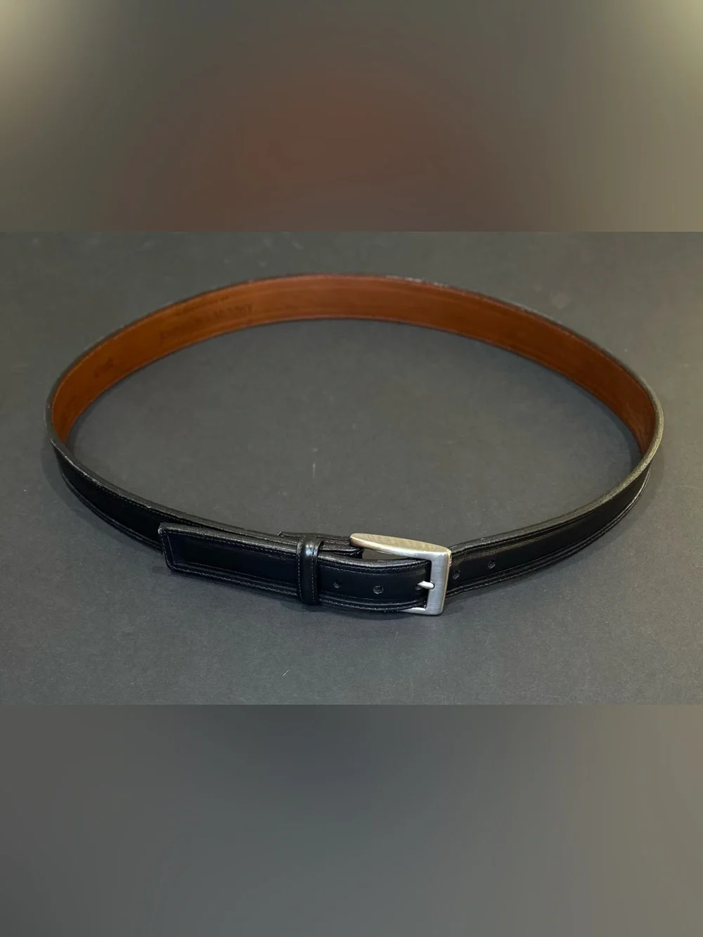 VTG 1980s-90s Johnston & Murphy High-End Black Leather Dress Belt 40